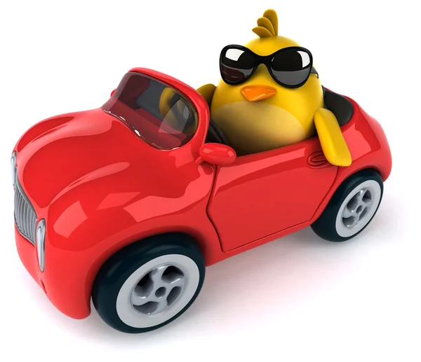 Pájaro amarillo en un coche —  Fotos de Stock