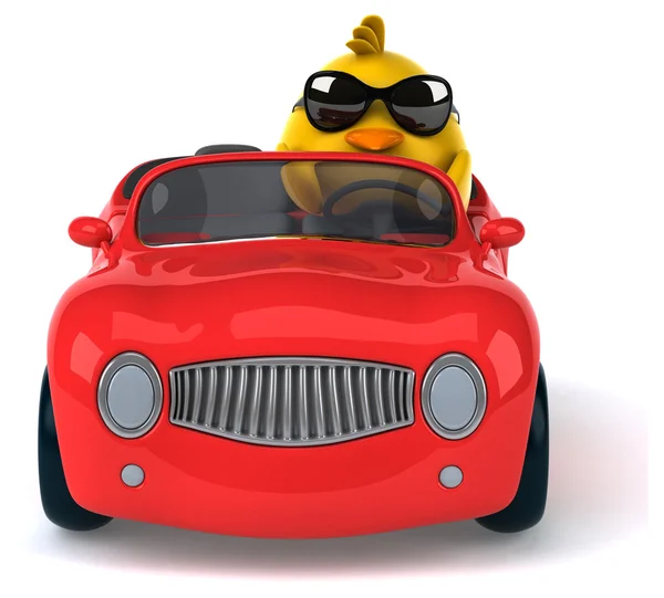 黄色的鸟，在一辆车 — 图库照片