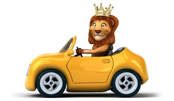 車で楽しいライオン — ストック写真