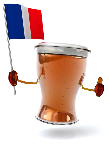 Fun cartoon beer with flag — Stock Photo, Image
