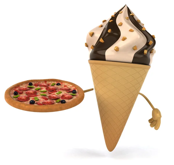 Çizgi film dondurma ve pizza — Stok fotoğraf