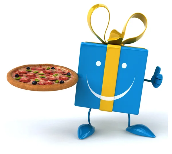 Fun gift with pizza — Stock Photo, Image