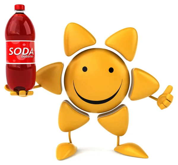 Fun sun with soda bottle — Stock Photo, Image