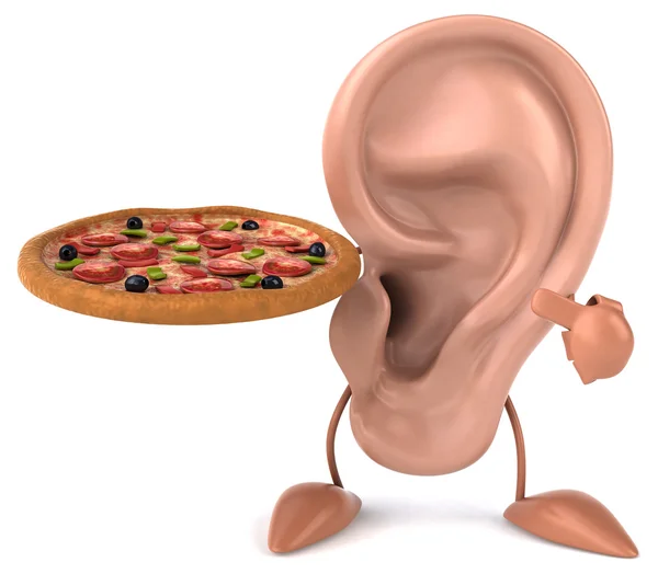 Orecchio cartone animato con pizza — Foto Stock