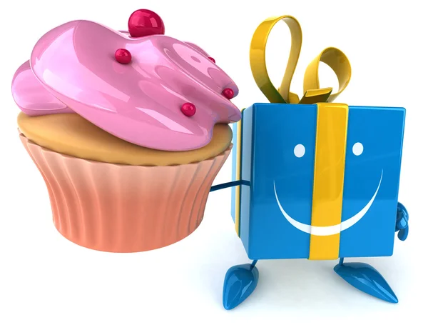 Regalo divertido con cupcake — Foto de Stock