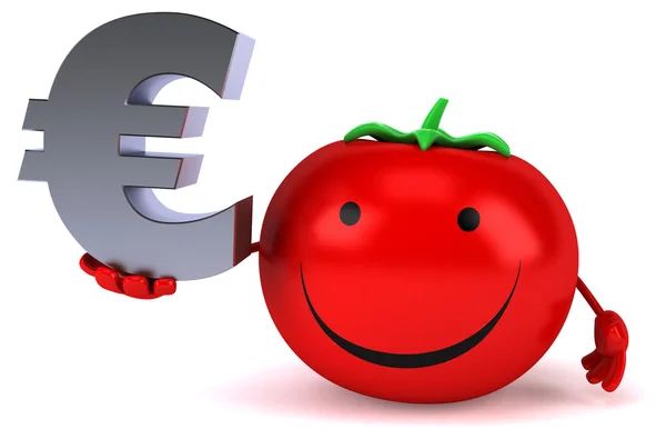 Cartoon tomato with euro sign — Stock Photo, Image