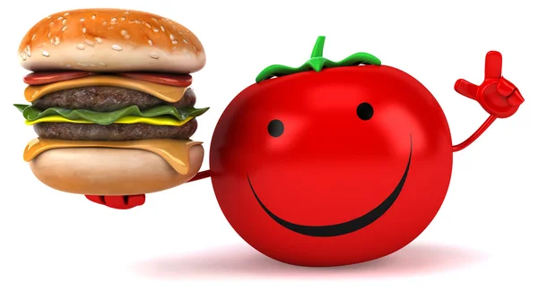 Spaßtomate mit Hamburger — Stockfoto