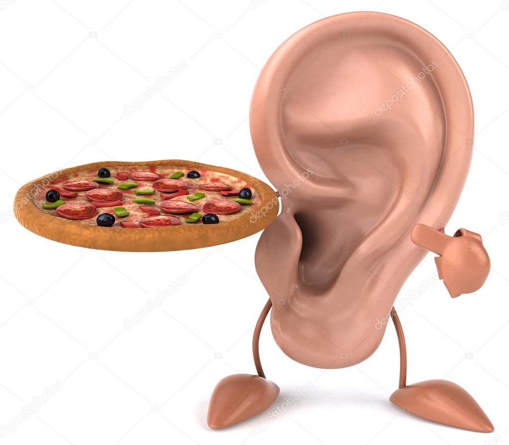 cartoon Ear with pizza