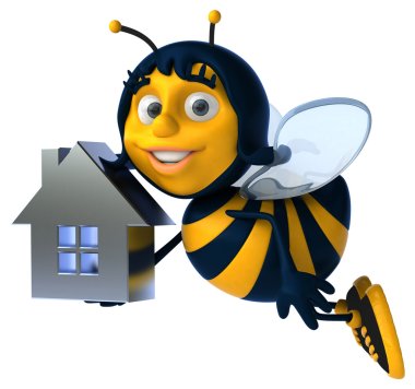 Fun bee with house model clipart