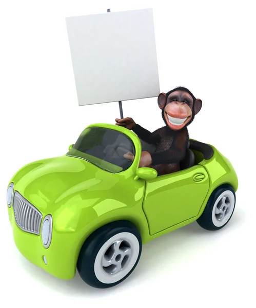 차에 재미 있는 원숭이 — 스톡 사진