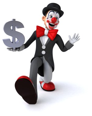 Dolar işareti olan eğlenceli palyaço