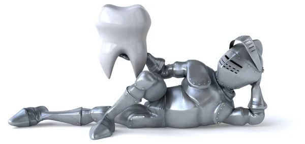 Fun knight with tooth — Stock Photo, Image