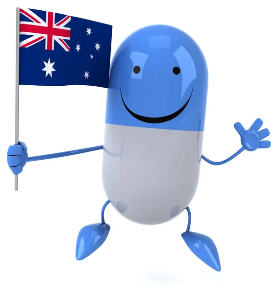 Cartoon pill with flag — Stock Photo, Image