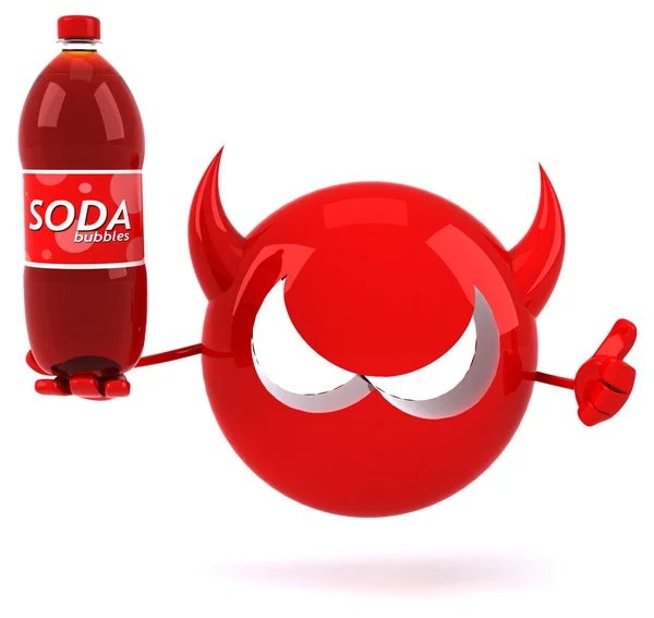 Cartoon Virus met fles soda — Stockfoto