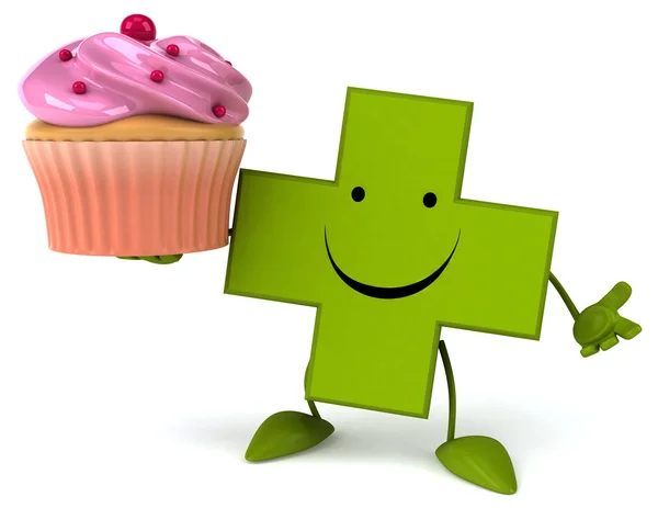 Croix de pharmacie avec cupcake — Photo
