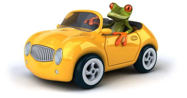 Grenouille et voiture amusantes — Photo