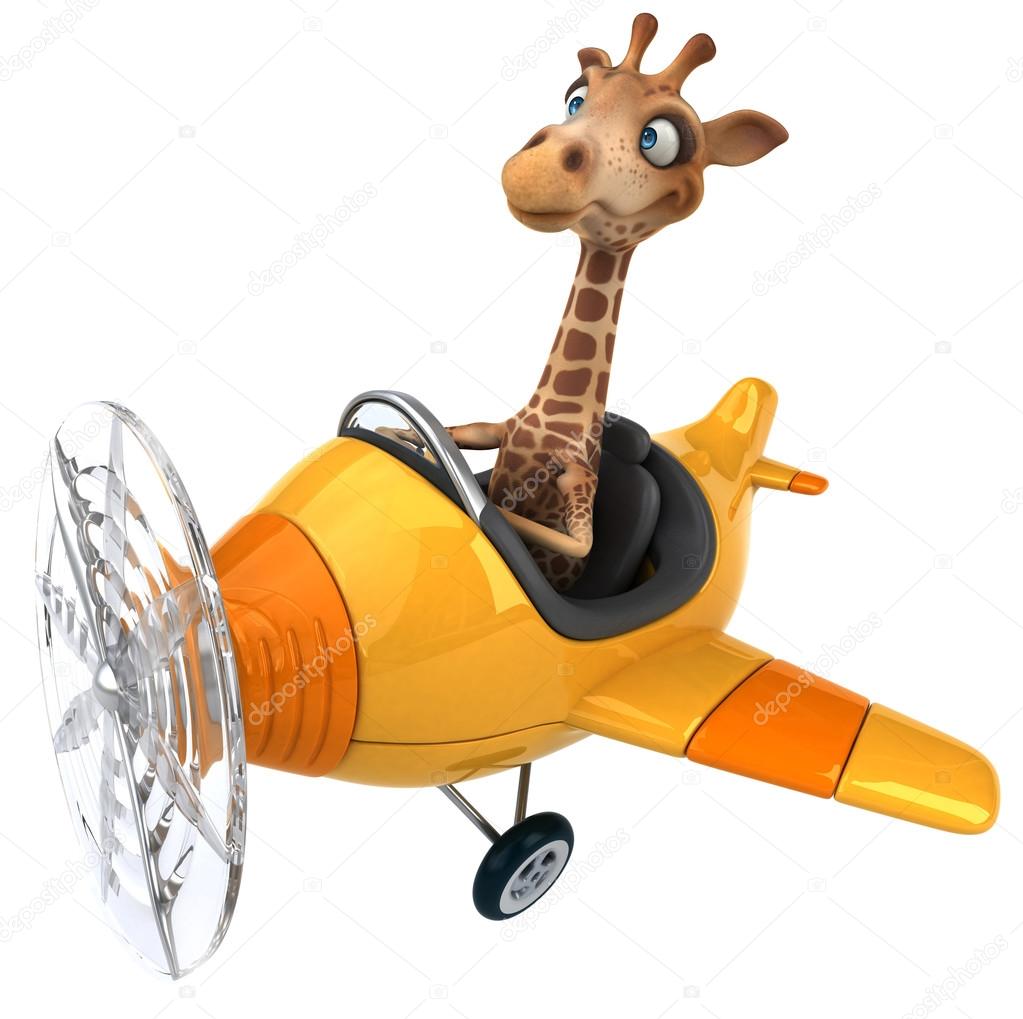 Fun giraffe in a plane