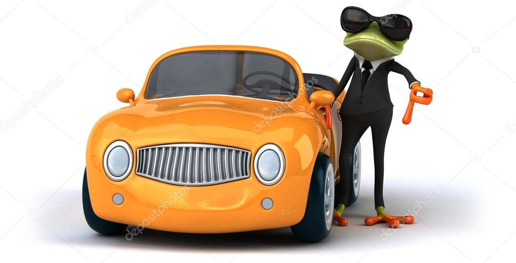 Fun frog in car