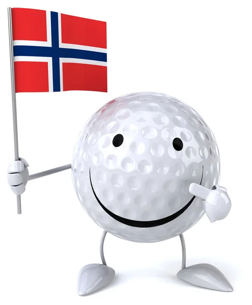 Cartoon Golf ball with flag — Stock Photo, Image