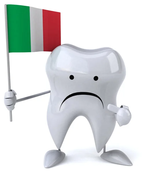 Cartoon tooth with flag — Stock Photo, Image