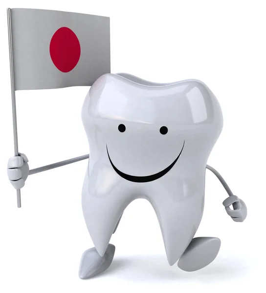 Карикатурный зуб с флагом — стоковое фото