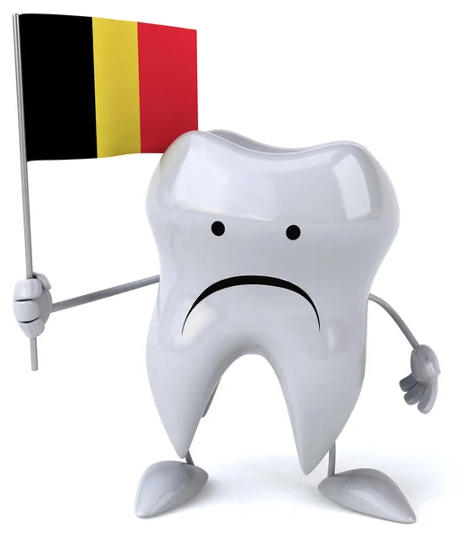 Cartoon tooth with flag — Stock Photo, Image