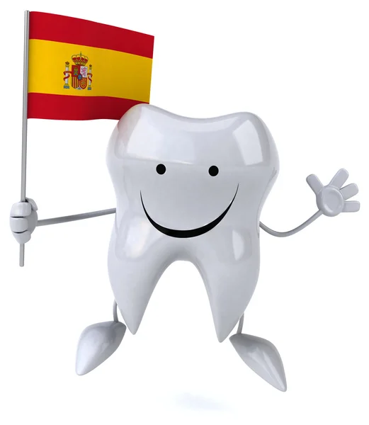 Cartoon tooth with flag — Stock Photo, Image