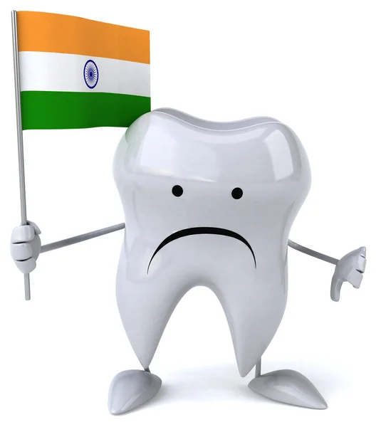 Cartoon tooth with flag — Stock Photo, Image