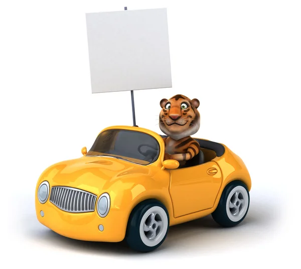 Leuk tiger en auto — Stockfoto