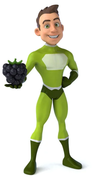 Fun superhero with blackberry — Stock Photo, Image