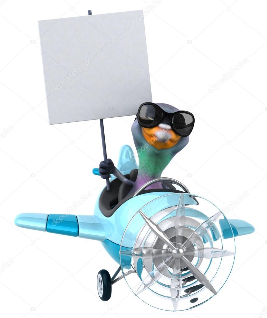 Fun Cartoon Pigeon In A Plane Stock Photo C Julos
