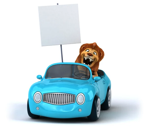 車で楽しいライオン — ストック写真