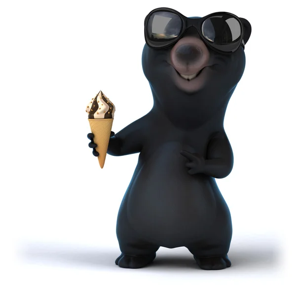 Fun bear with ice cream — Stock Photo, Image