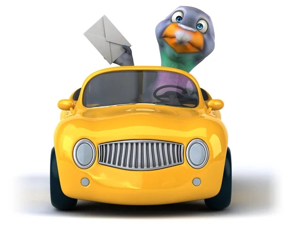 Leuk duif in een auto — Stockfoto