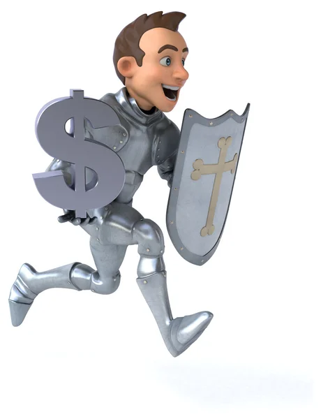 Fun knight with dollar — Stock Photo, Image