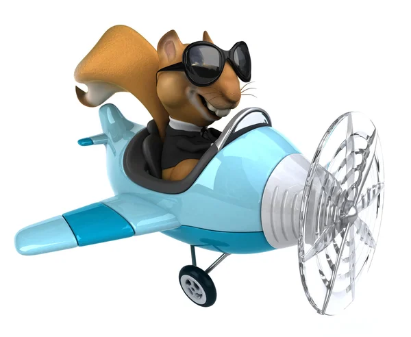 Esquilo divertido em um avião — Fotografia de Stock