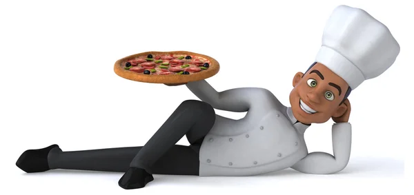 Spaßkoch mit Pizza — Stockfoto