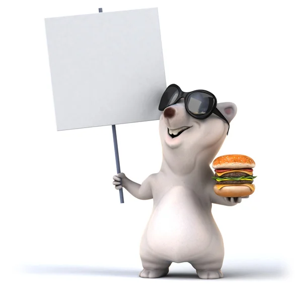 Orso divertente con hamburger — Foto Stock