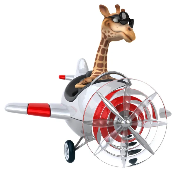 Fun giraffe in a plane — Stock Photo, Image