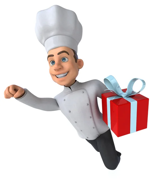 Fun chef with gift — Stock Photo, Image