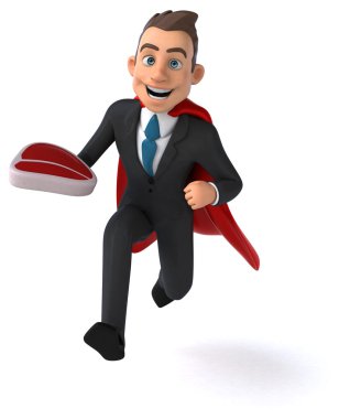 Biftek ile eğlenceli iş adamı