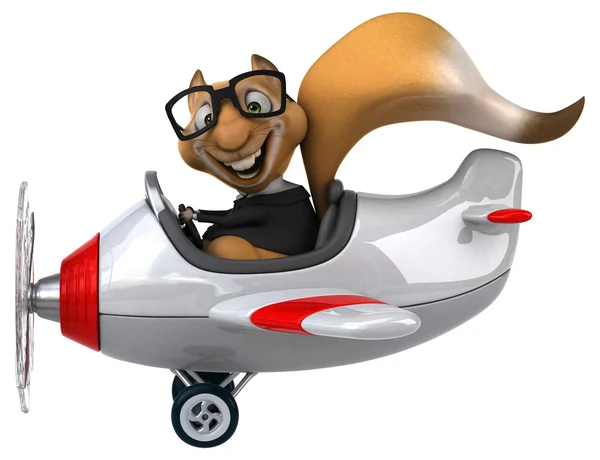 Fun squirrel on airplane — Stock Photo, Image