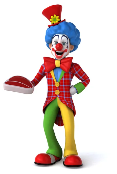 Веселый клоун со стейком — стоковое фото