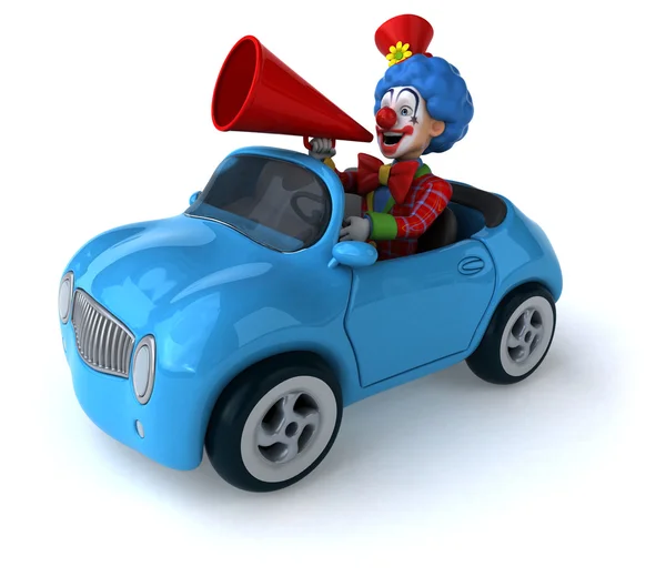 Zábavný klaun v autě — Stock fotografie