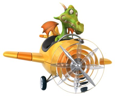 Uçakta uçan eğlenceli ejderha