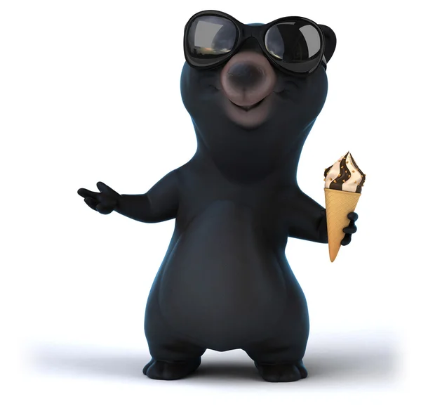 Fun bear with ice cream — Stock Photo, Image