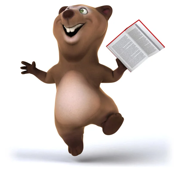 Urso divertido com livro — Fotografia de Stock