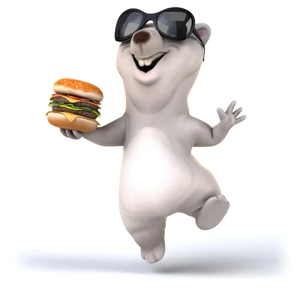 Fun bear with tasty burger — Stock Photo, Image