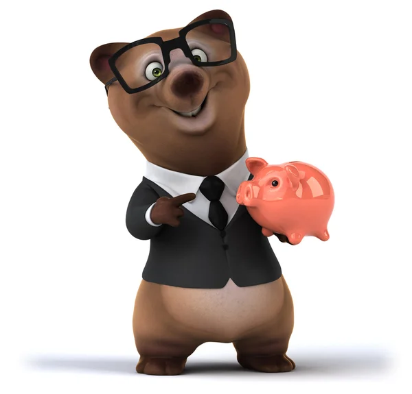 Divertido oso con piggybank —  Fotos de Stock