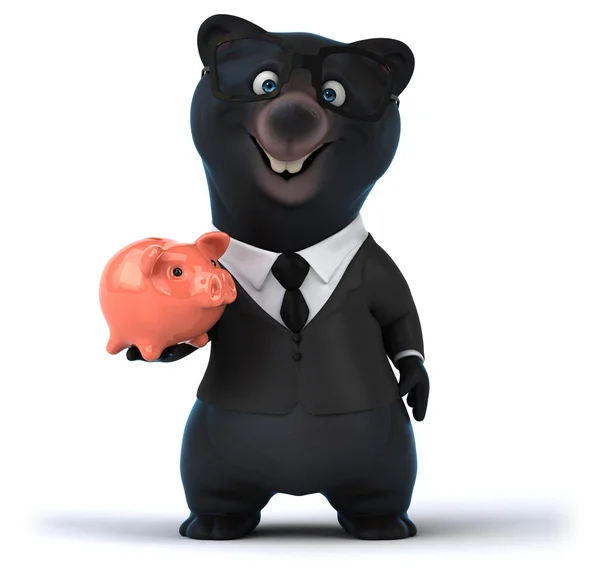 Urso divertido com piggybank — Fotografia de Stock